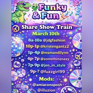 Funky and Fun Tuesday Share Train. 8a- 12pm EST!! 
Stop #2 @ 10a-1p EST March 10